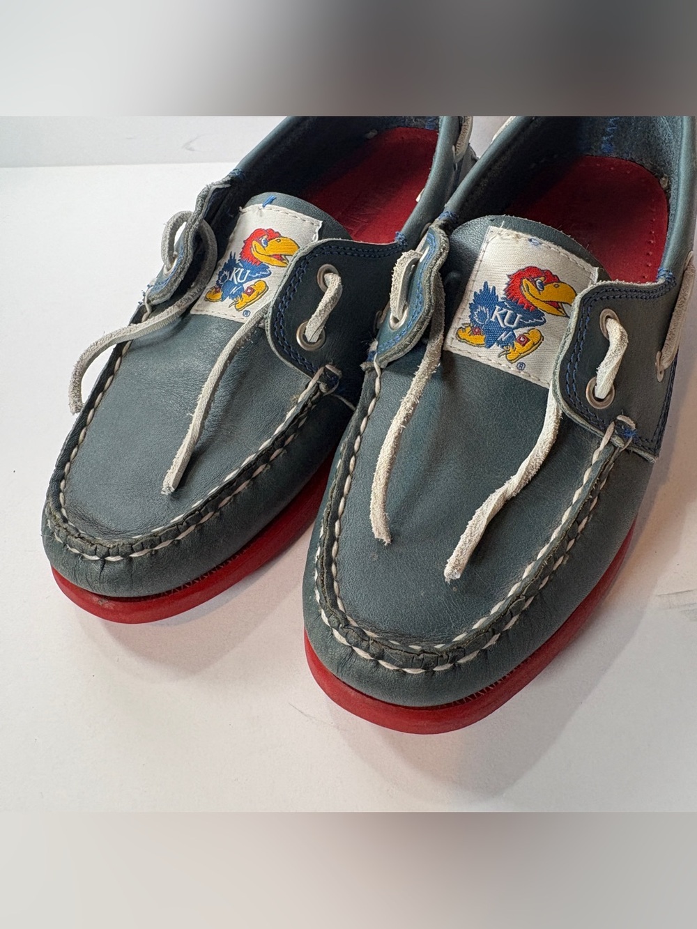 CHANT USA University of Kansas KU Jayhawks Leather Boat Shoes Loafers 6